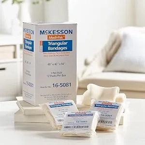 McKesson Triangular Bandage  Latex-Free  Muslin  40 in x 40 in x 56 in  12 Count  1 Pack - Triangular Muslin Bandages