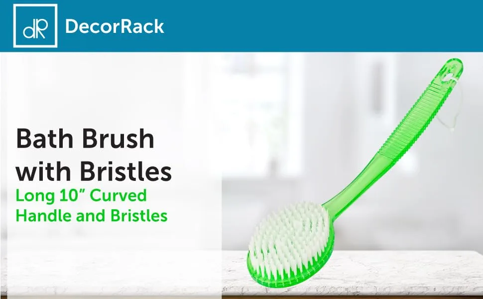 DecorRack Bath Brush with Bristles  Long Handle for Exfoliating Back  Body  and Feet  Bath and Shower Scrubber  Blue (1 Pack) - bath brush header