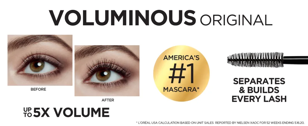 L'Or al Paris Makeup Voluminous Original Volume Building Mascara  Deep Violet  0.26 Fl Oz Washable Deep Violet 1 Pack - volumizing mascara, lengthening mascara, waterproof mascara, loreal paris voluminous mascara