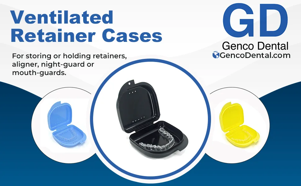 Genco Dental Retainer Case with Vent Holes - Orthodontic container for holding retainers  aligner  night-guard/mouth-guard. Small and Durable retainer case (Yellow) 1 Pack Yellow - Retainer 1