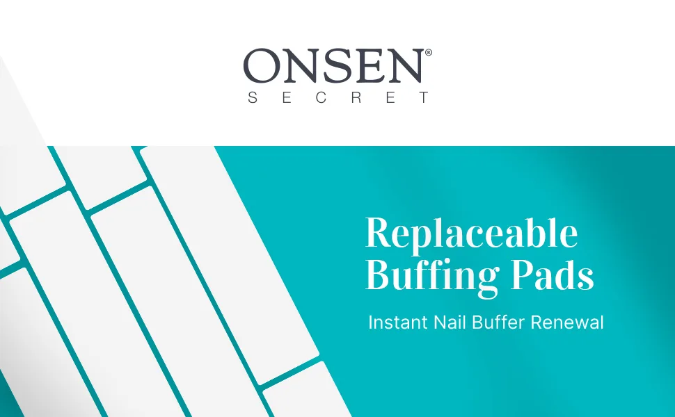 Onsen Secret Professional Nail Buffer  Ultimate Shine Nail Buffing Block w/ 3 Way Buffing Methods (1 Pack Nail Buffer Replacement Pads - White) - Nail Buffer Block Replacement Strips File Smooth Shine Mini Natural Polisher 3 Sides