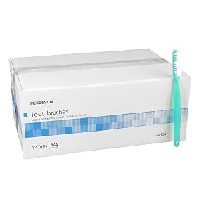 McKesson Toothbrush  Soft Bristle  Single Use / Disposable  Green  144 Count  1 Pack - Toothbrushes