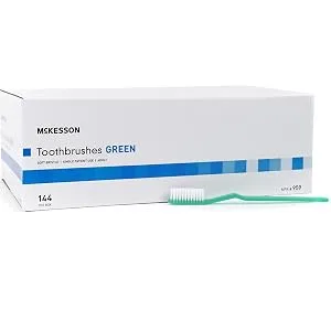 McKesson Toothbrush  Soft Bristle  Single Use / Disposable  Green  144 Count  1 Pack - Toothbrushes