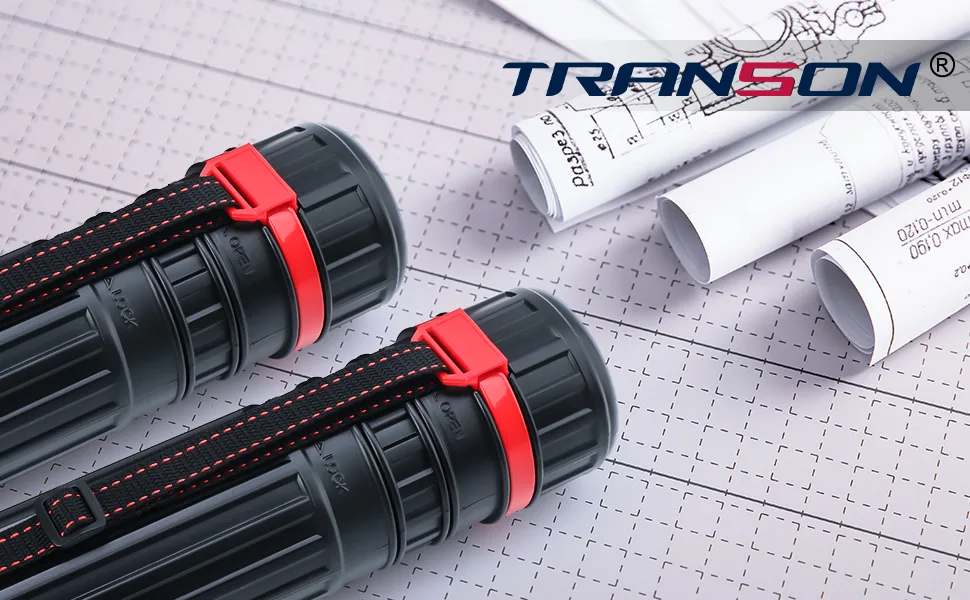 TRANSON Small Poster Storage Tube Extendable for Documents Blueprints Artworks Scrolls 1 Pack-Red Ring - Main Picture