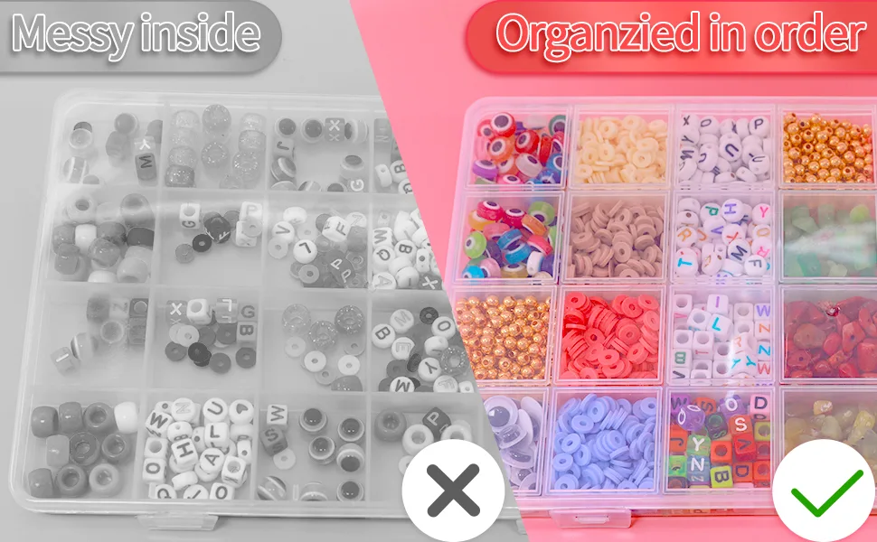 IOOLEEM 28 Grids Plastic Bead Organizer Box  Organizer Container Storage Box  Dividers for bead arts and crafts. Clear 8.6x5x0.66 inch (1 Pack) - product information 18