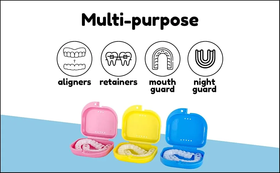 Cute Retainer Cases  Retainer Holder Case 1 Pack  Aligner Case with Funny Cartoon  Night Guard Case with Space Patterns (Blue) - retainer case cases holder retainers aligner mouth guard pink cute invisalign invisiliners