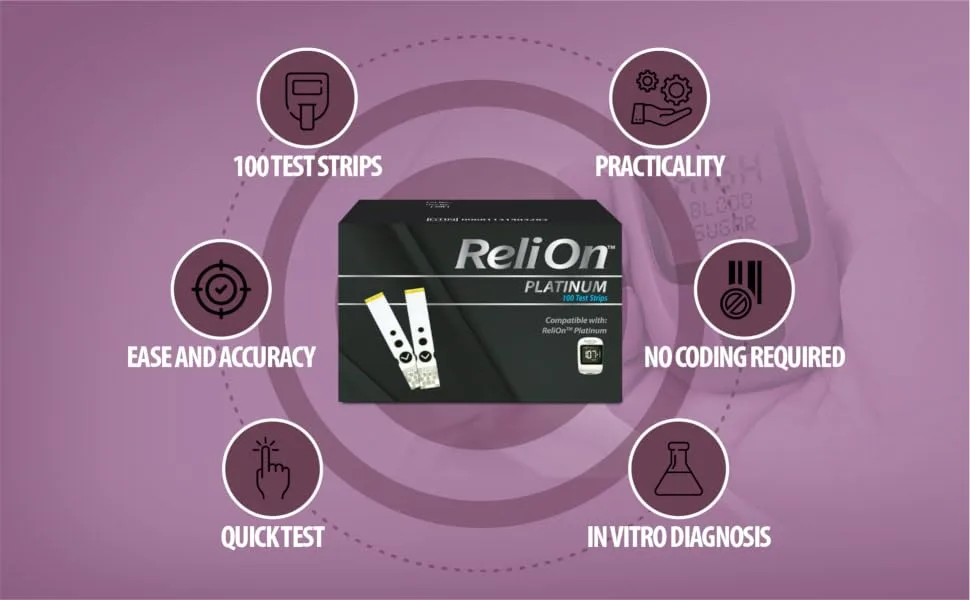 ReliOn Platinum Blood Glucose Test Strips  100 Ct Bundle with Exclusive Look After Your Diabetes - Better Idea Guide (2 Items) 1 Pack (100 Test Strips) - Ads 4