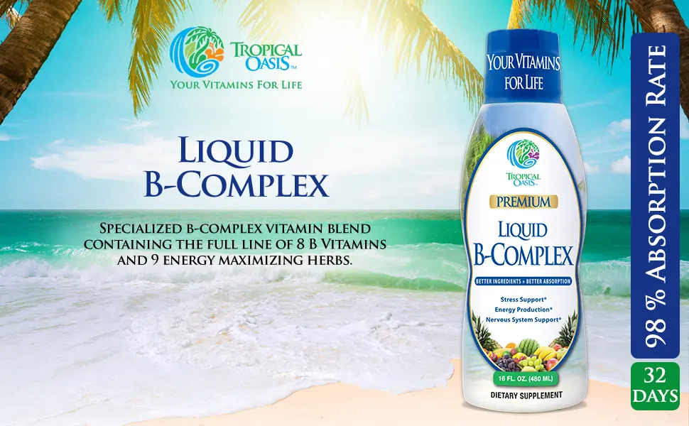 Premium Liquid B Complex Vitamin- Fast Absorbing Liquid B-Complex Supplement w/ all 8 B-vitamins PLUS energizing herbal blend w/ Ginseng Ginkgo and Eleuthero Root - Vegan NON-GMO - 16oz 32 Serv - liquid joint complete formular promoted optimal joint strength and pain relief