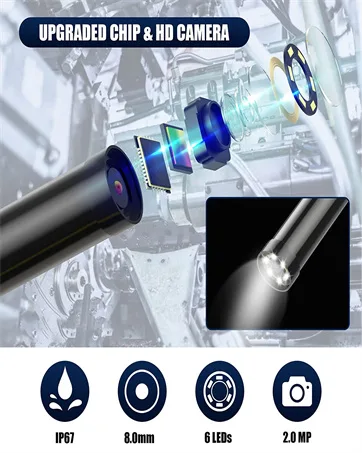 BlueFire Semi-Rigid Flexible Wireless Endoscope IP67 Waterproof WiFi Borescope 2 MP HD Resolutions Inspection Camera Snake Camera for Android and iOS Smartphone iPhone Samsung iPad Tablet (33FT) - BlueFire