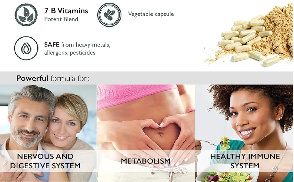 Superior Labs B Vitamin Complex - Superior Absorption - 100% NonGMO Safe from Additives Stearates Gluten and Other Allergens - Regulate Digestive System and Support Metabolism - 60 Vegetable Caps - B Vitamin Complex stress energy digestion