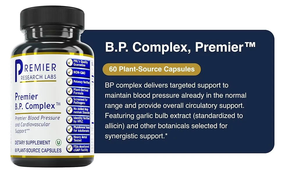 Premier Research Labs B.P. Complex - Contains Garlic Hawthorn Olive Leaf Reishi Cayenne & Organic Celery - Non-GMO & Vegan Formula - 60 Plant-Source Capsules - product information 3