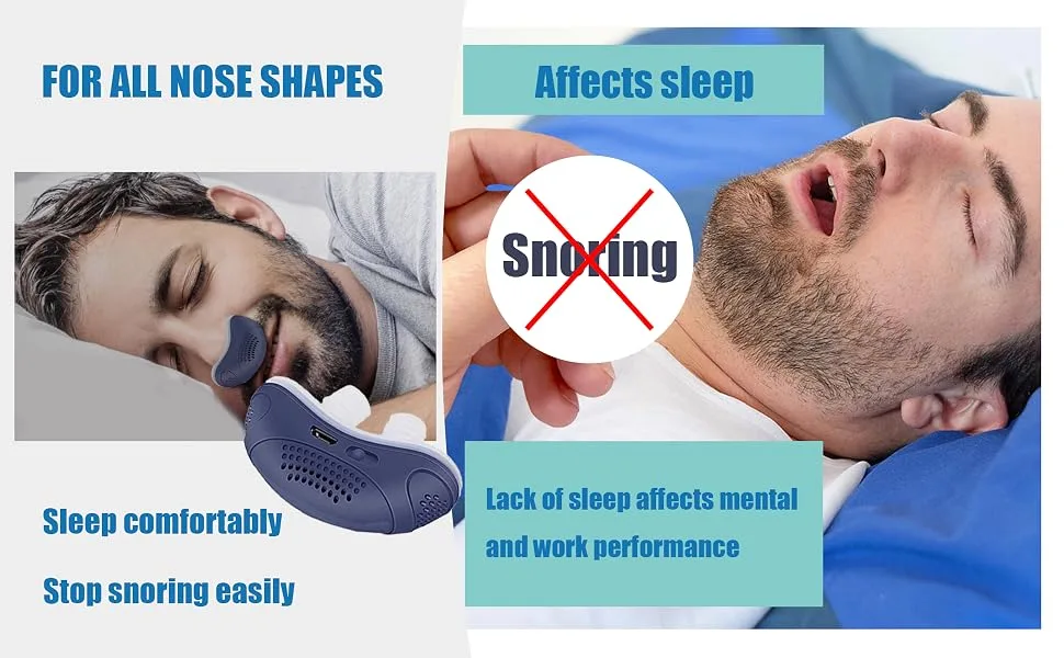 Anti Snoring Devices Portable Electric Automatic Snore Mini Stopper Variable Speed Sleep Snore Solution Double Eddy Current Stop Anti Snoring Nasal Dilator Nose Blocked Nostrils for Men Women - Anti Snoring Devices