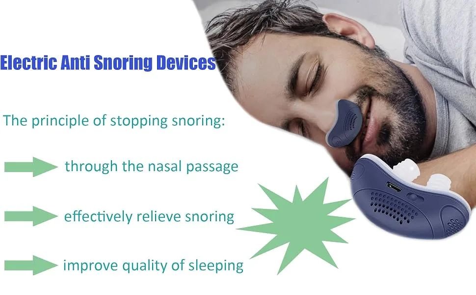Anti Snoring Devices Portable Electric Automatic Snore Mini Stopper Variable Speed Sleep Snore Solution Double Eddy Current Stop Anti Snoring Nasal Dilator Nose Blocked Nostrils for Men Women - Anti Snoring Devices