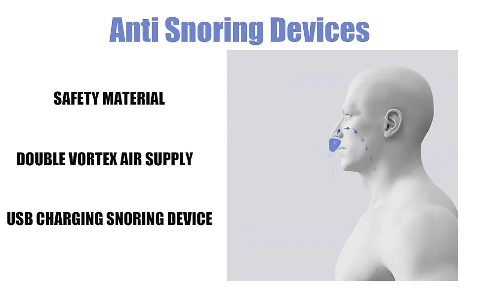 Anti Snoring Devices Portable Electric Automatic Snore Mini Stopper Variable Speed Sleep Snore Solution Double Eddy Current Stop Anti Snoring Nasal Dilator Nose Blocked Nostrils for Men Women - Anti Snoring Devices