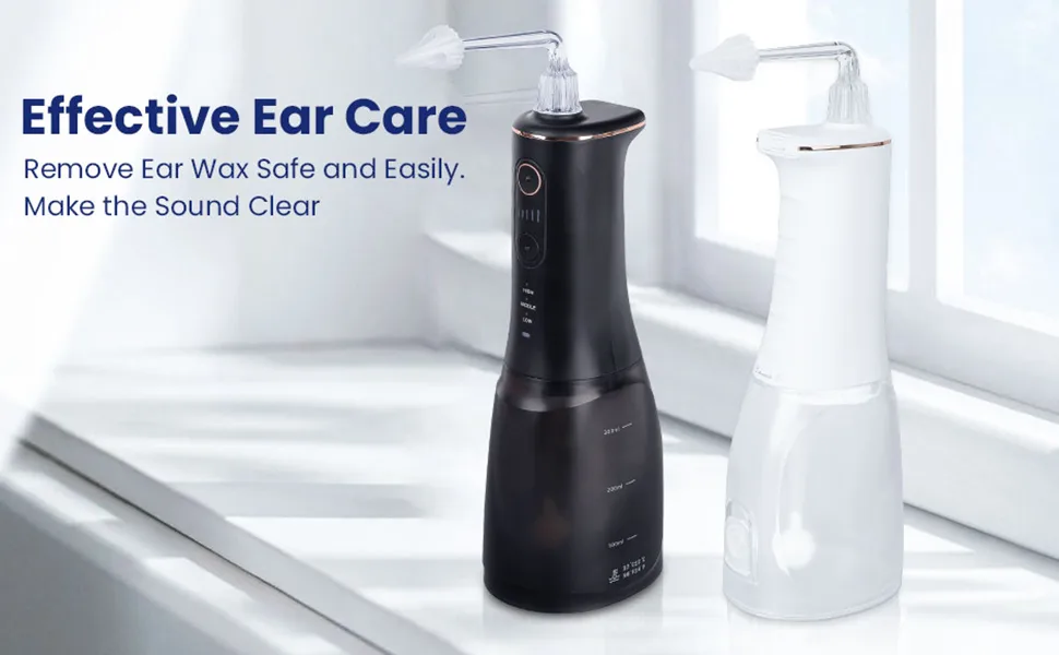 Water-Powered Ear Cleaner with 3 Adjustable Modes Rechargeable Electric Ear Wax Removal Kit Memory Function Detachable Rotating Nozzle Ear Cleaning Irrigation Kit for Adults and Kids (Black) - product information 1