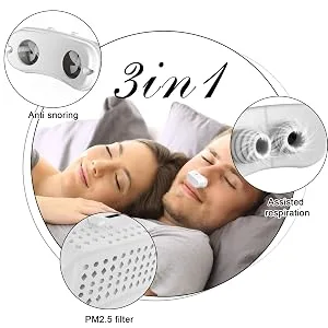 Anti Snoring Devices 2023 Upgrade Variable Speed Electronic Anti Snoring Devices with 3 Adjustable Wind Speed for Air Purifier Filter Sleeping Breath Aids Nose Vents Plugs (Gift Fixing Strap) - Anti snoring