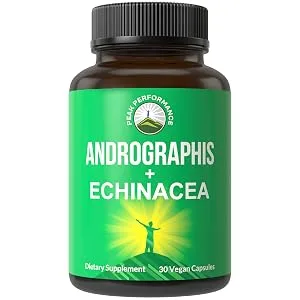 Andrographis + Echinacea Vegan Capsules - Made with Echinacea + Pure Andrographis Paniculata (Nilavembu) Green Chiretta Complex from Natural Plant Extracts. Immune Respiratory Support Pills - andrographis capsules