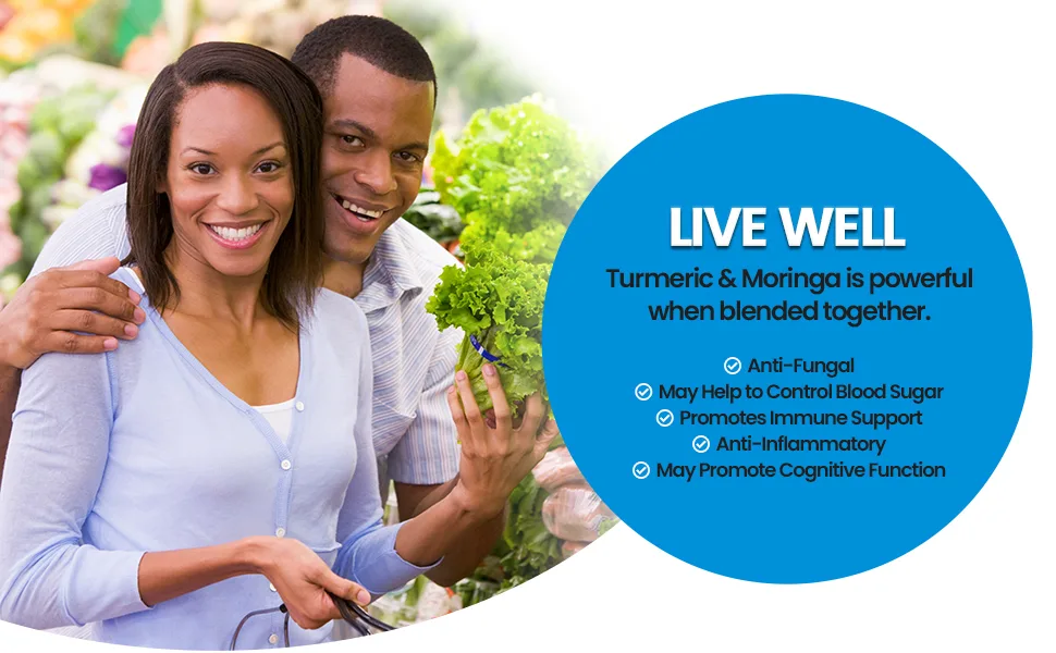 Maximize Within Turmeric Curcumin with Moringa - Supplement That Supports Inflammatory Response & Occasional Joint Discomfort. Antioxidant Properties with 95% Curcuminoids. 60 Capsules - Live Well with Turmeric and Moringa