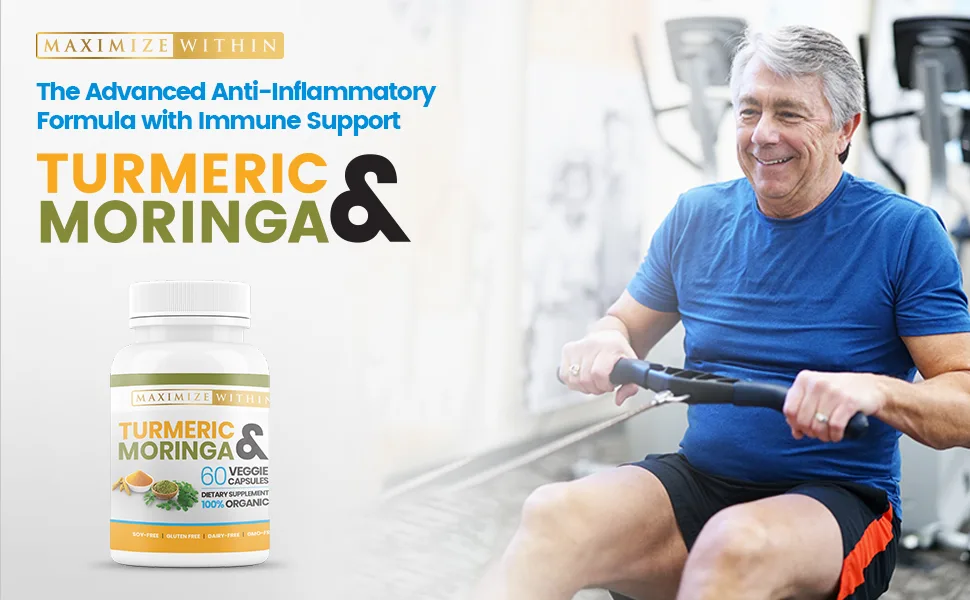 Maximize Within Turmeric Curcumin with Moringa - Supplement That Supports Inflammatory Response & Occasional Joint Discomfort. Antioxidant Properties with 95% Curcuminoids. 60 Capsules - Turmeric & Moringa Anti-inflammatory with immune support