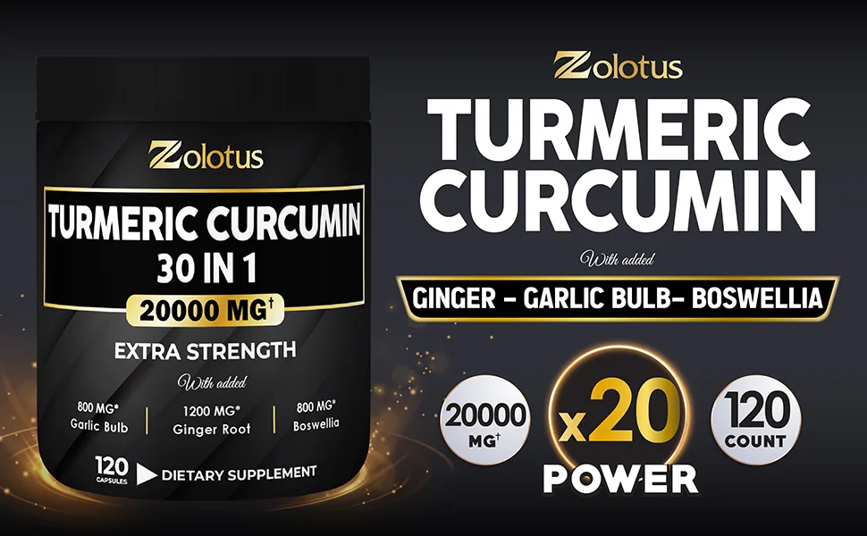 30 in 1 Turmeric Curcumin + Ginger Capsules 95% Curcuminoids Equivalent to 20000mg with Ginger Ginseng Bromelain Moringa Black Pepper Joint Inflammatory & Absorption Support - Turmeric Curcumin