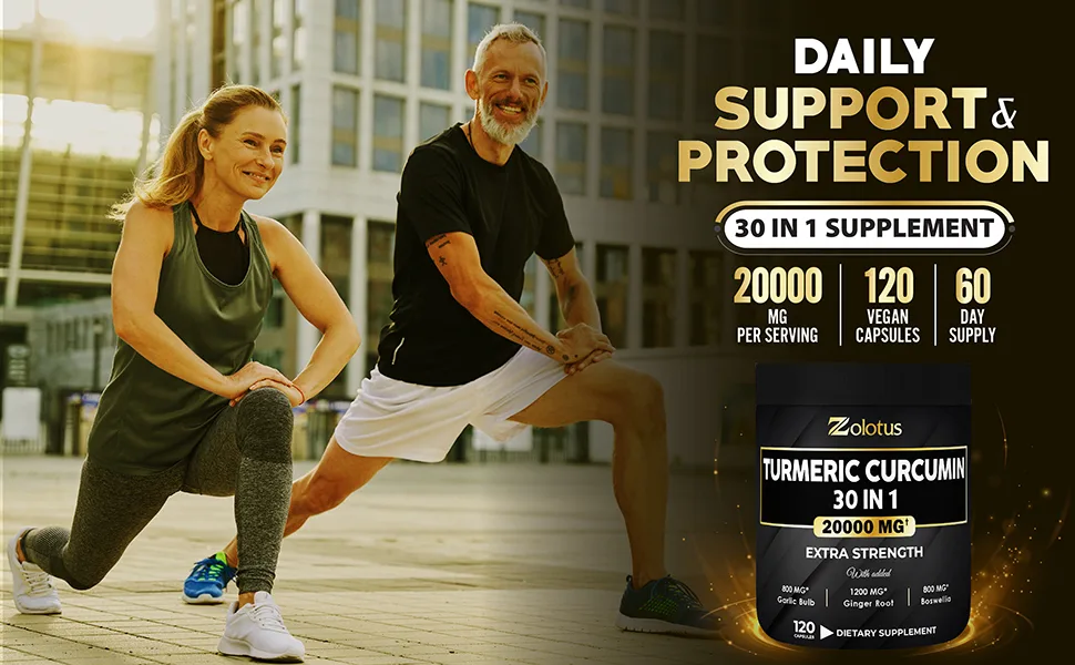 30 in 1 Turmeric Curcumin + Ginger Capsules 95% Curcuminoids Equivalent to 20000mg with Ginger Ginseng Bromelain Moringa Black Pepper Joint Inflammatory & Absorption Support - Turmeric Curcumin