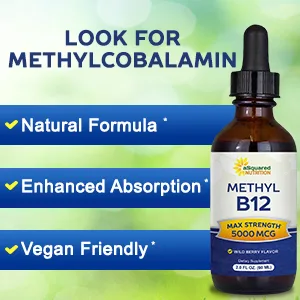 aSquared Nutrition Vitamin B12 Sublingual Liquid Drops - 5000 MCG Supplement with Methylcobalamin (Methyl B-12) - Max Absorption B 12 to Increase Energy - Vegan Friendly - 2 fl oz - product information 3