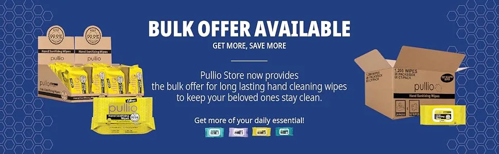 pullio - Hand Sanitizing Wet Wipes with Hypoallergenic Extra Thick Alcohol-Free Embossed Formula| Hand Wipes for Everyone's Clean Hands | Citrus Peppermint (Peppermint (60ct)) - Bulk offer