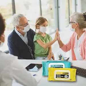 pullio - Hand Sanitizing Wet Wipes with Hypoallergenic Extra Thick Alcohol-Free Embossed Formula| Hand Wipes for Everyone's Clean Hands | Citrus Peppermint (Peppermint (60ct)) - Family pack size health care