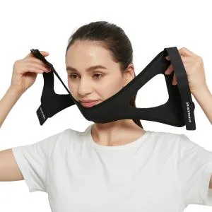 Anti Snoring Chin Strap for CPAP Users - Adjustable and Breathable Chin Strap for Snoring - Effective Anti Snoring Devices - Snore Solution Sleep aid for Men and Women (Black) - anti snoring strap