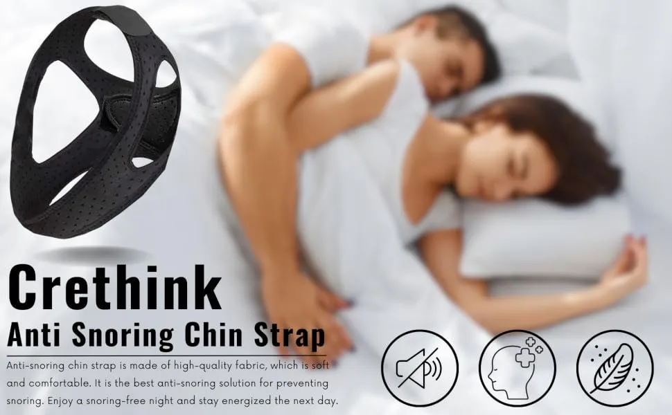 Crethinkaty Anti Snore Chin Strap Chin Straps for Snoring for Cpap Users Breathable Anti Snoring Device Sleep Aid Solution Flexible Adjustable Face Slimmer for Men Women - product information 1