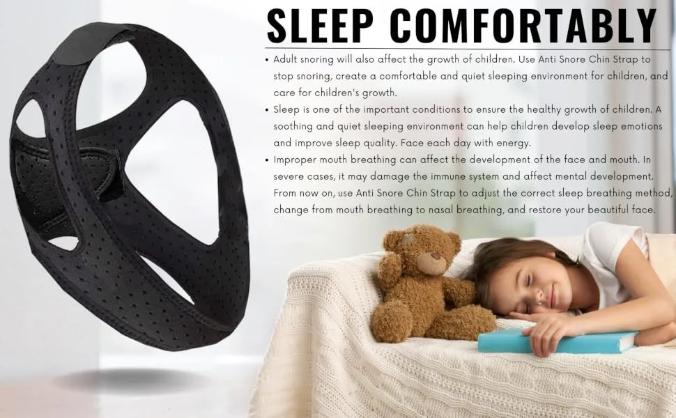 Crethinkaty Anti Snore Chin Strap Chin Straps for Snoring for Cpap Users Breathable Anti Snoring Device Sleep Aid Solution Flexible Adjustable Face Slimmer for Men Women - product information 3