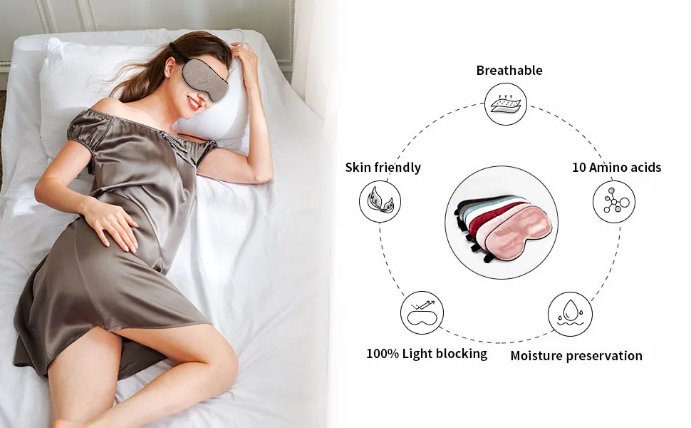 Sericum Silk Sleep Eyes Mask Super-Smooth & Soft Eye Mask with Adjustable Strap Blindfold Perfect Blocks Light Pressure Free for Travel & Sleeping & Nap Cherry Blossom - product information 13