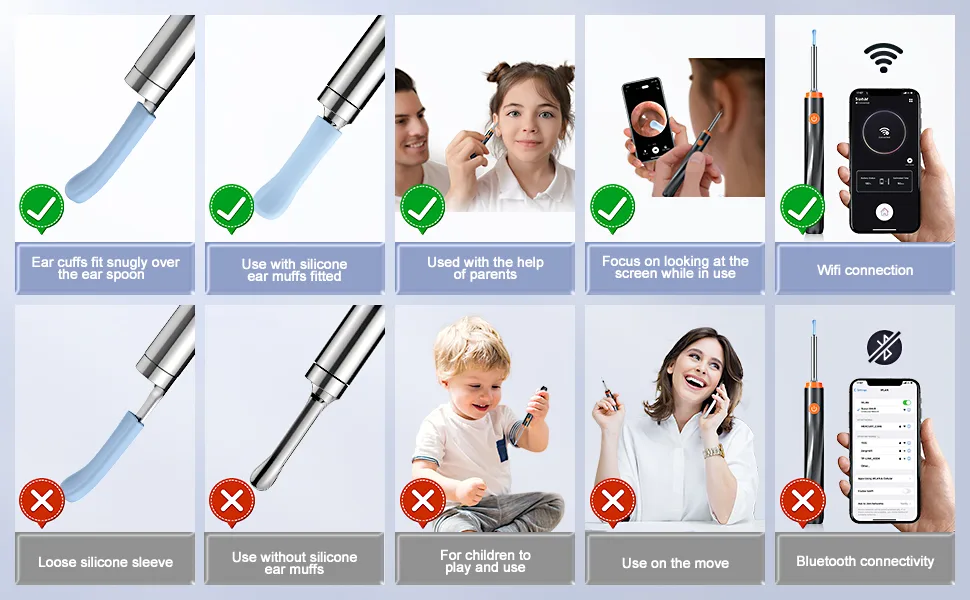 Ear Wax Removal Ear Cleaner with Camera and Light Ear Cleaning Kit with 8 Pcs Ear Set Ear Wax Removal Tool Camera with 1080P Ear Camera for iOS & Android Smartphones - earwax removal kit