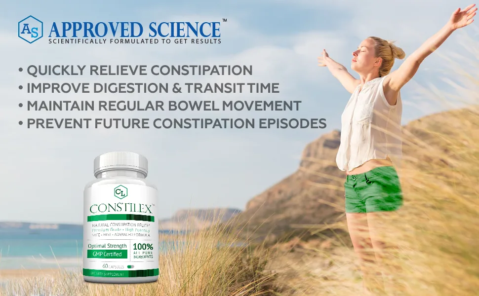 Approved Science Constilex - Rapid Constipation Relief & Support from Future Episodes - Promotes Healthy Levels of Bacteria and Strengthens Intestinal Flora - 3 Bottles - Approved Science Constilex Colonax IBS Relief Constipation Colon Cleanser Ahletol Prostarex Hemovir