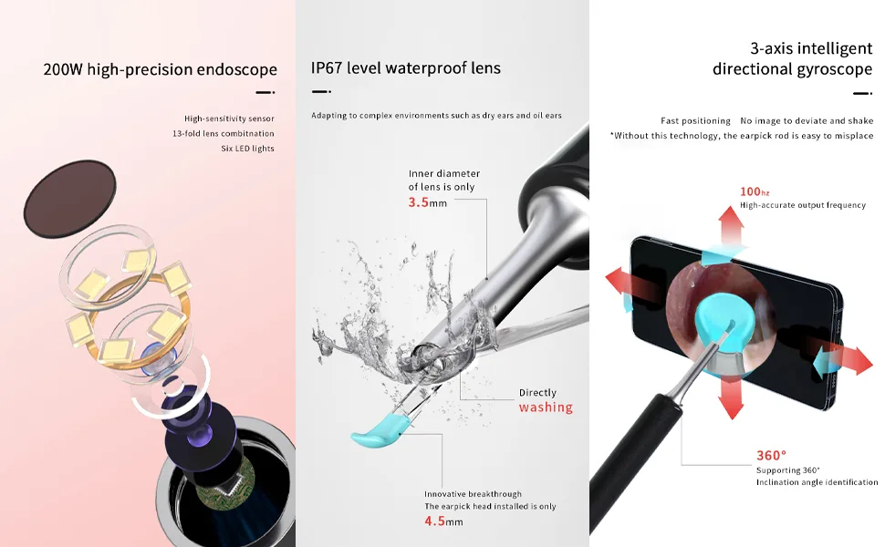 Ear Wax Removal Ear Cleaner with Camera Ear Wax Removal Tool with 1080P Ear Camera Otoscope with Light Ear Wax Removal kit for iPhone iPad Android Phones - Wax Remover