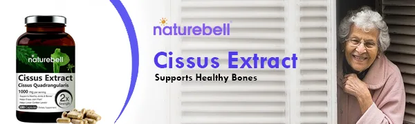 NatureBell Cissus Quadrangularis Capsules 1000mg Per Serving 180 Capsules Premium Cissus Capsules Support Joint Tendon Bone Skin Hair and Cartilage. - Cissus Extract