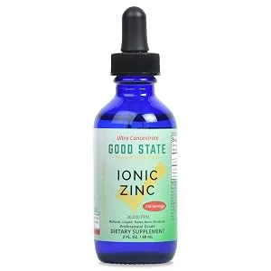 Good State Natural Ionic Zinc | Liquid Concentrate | Nano Sized Mineral Technology | Professional Grade Dietary Supplement | 1.6 fl oz Glass Bottle (50 mL) - Good State Natural Ionic Zinc | 1.6 fl oz Glass Bottle (50 mL)