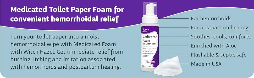 Pharma-C Medicated Foam - Witch Hazel Spray - Hemorrhoidal and Postpartum Care - Relieves Itching & Burning. Provides Gentle Cleansing of Sensitive Areas 1 - medicated foam hemorrhoidal witch hazel