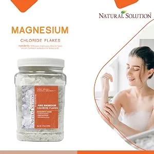 Natural Solution Pure Magnesium Chloride Flakes with Himalayan Pink Salt Therapeutic Grade Stress Relief and Relaxation - 3.7 lbs Magnesium Flakes 3.7 lbs - magnesium chloride