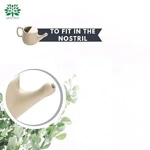 Qimacplus Ceramic Neti Pot with Leak Proof Nostril Better Capacity - Holds 350 ml   with Comfort Grip - Lead-Free and Microwave and Dishwasher Safe - nostril