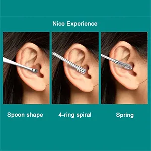 7PCS Professional Ear Wax Removal kit Earwax Removal Ear Pick Tools Reusable Spiral Ear Cleaner Ear Curette Cleaner Earwax Cleaner Tool Set (D) - ear cleanging kit