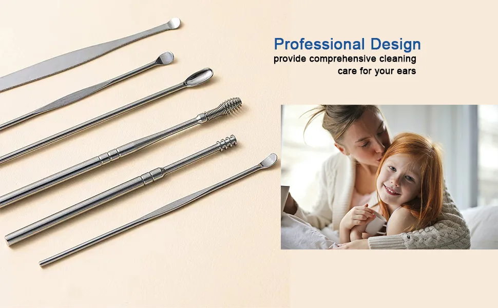 7PCS Professional Ear Wax Removal kit Earwax Removal Ear Pick Tools Reusable Spiral Ear Cleaner Ear Curette Cleaner Earwax Cleaner Tool Set (D) - ear pick
