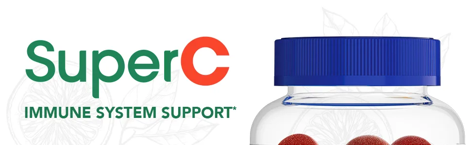 Vicks SuperC Vitamin C Gummies Rest & Replenish Immune Support (Vitamin C Ashwagandha Echinacea Chamomile) Citrus Berry Flavored 36 Gummies - Super Immune System Support