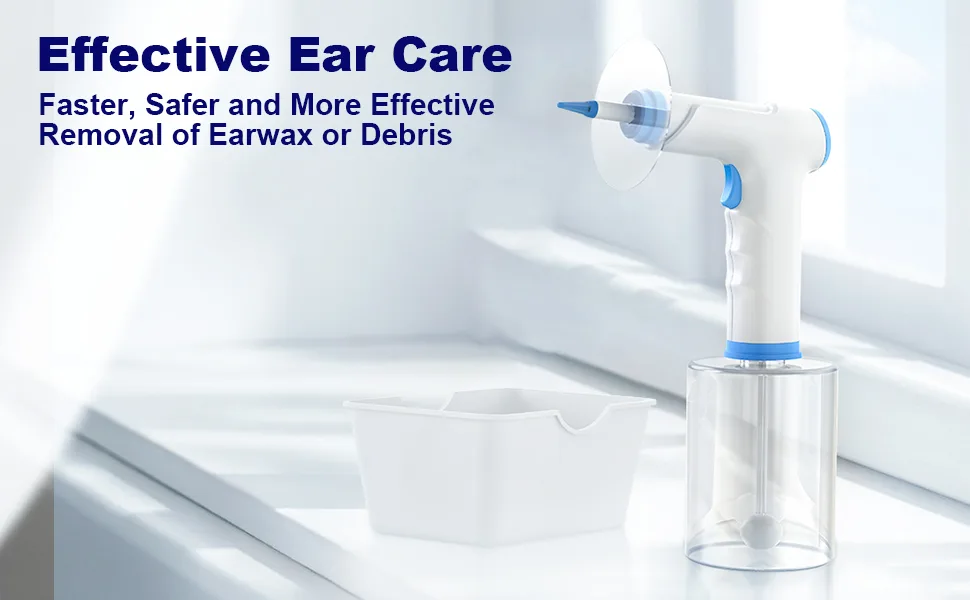 Electric Ear Wax Removal Tool Ear Irrigation Kit Automatic Ear Flush Kit Rechargeable Ear Cleaning Tool with Ear Wash Basin & 9 Disposable Tips - Electric Ear Wax Removal Tool
