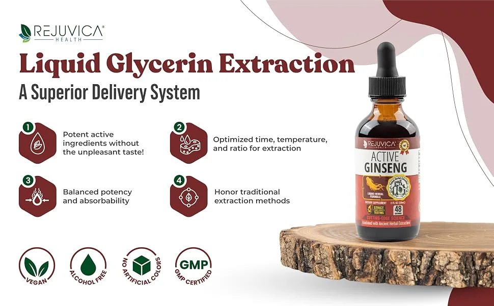 Active Ginseng Korean Red Panax Ginseng with Natural Ginsenosides - Fast-Absorbing Liquid - Supports Healthy Energy Vitality Mood and More 3 - Active Ginseng advanced liquid extract root tincture support energy 2 ounce bottle