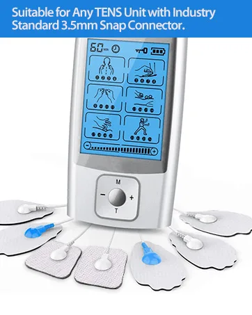 LotFancy TENS Unit Replacement Pads 40 Pcs 2x2 Snap Electrodes Pads Reusable Tens Pads for EMS Muscle Stimulator Using 3.5mm Snap Connector - tens unit pads