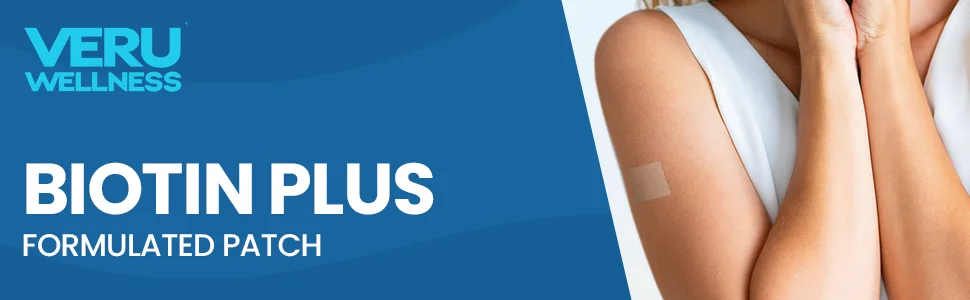 Veru Wellness Biotin Patch for Hair  60 Day Supply Biotin B7 Patches  Transdermal B7 Self Adhesive Biotin Patches - 10 Hours Use Per Patch - Biotin Plus