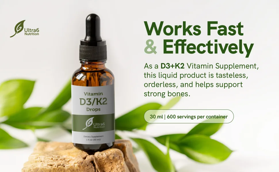 Vitamin D Drops with Vitamin K2 | Vitamins Supplement for Supreme Absorption | Liquid Vitamin D3 Drops Supplements for Women Men and Kids - Works Fast and Effectively