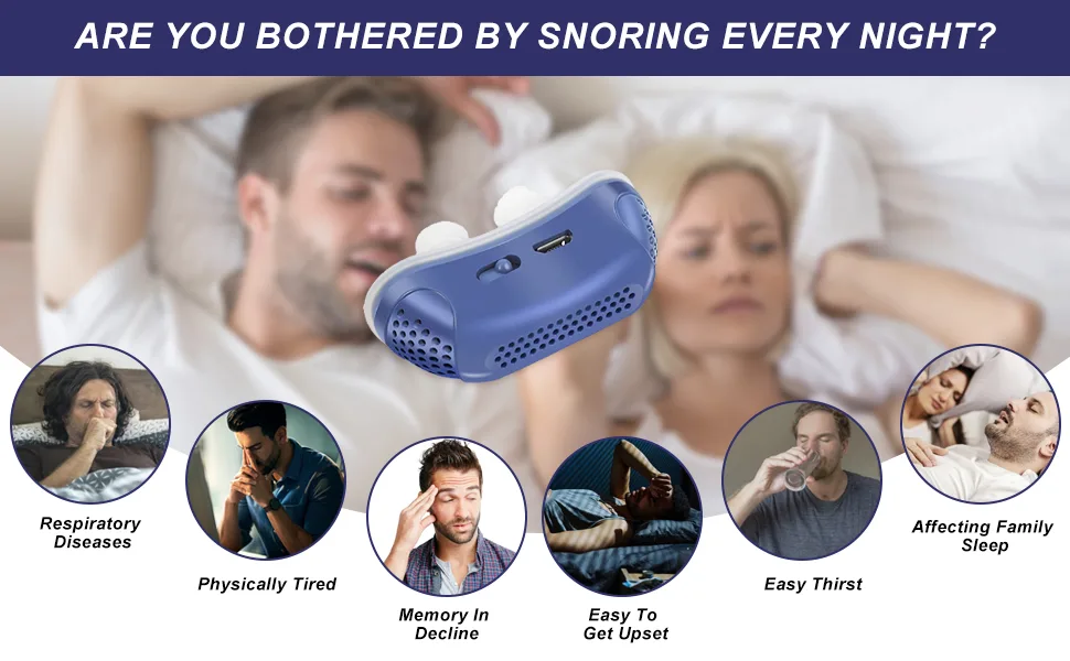 Anti Snoring Devices Electric Snoring Solution for Men Women Strength Solution Stop Snoring for Men Women - Double Eddy Current Stop Blue - snoring